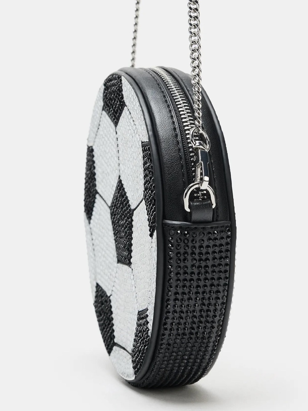 Zara Sparkly Applique Black & White Soccer Ball Crossbody Bag - Picture 3 of 8